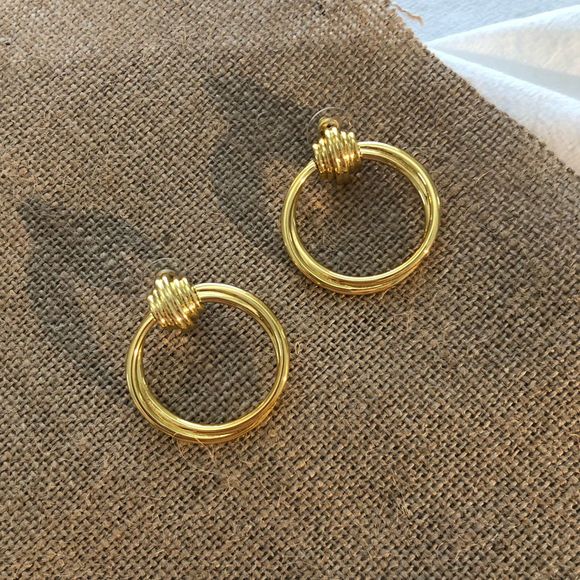 18K Thick Gold Plated Bold Hoop Earrings